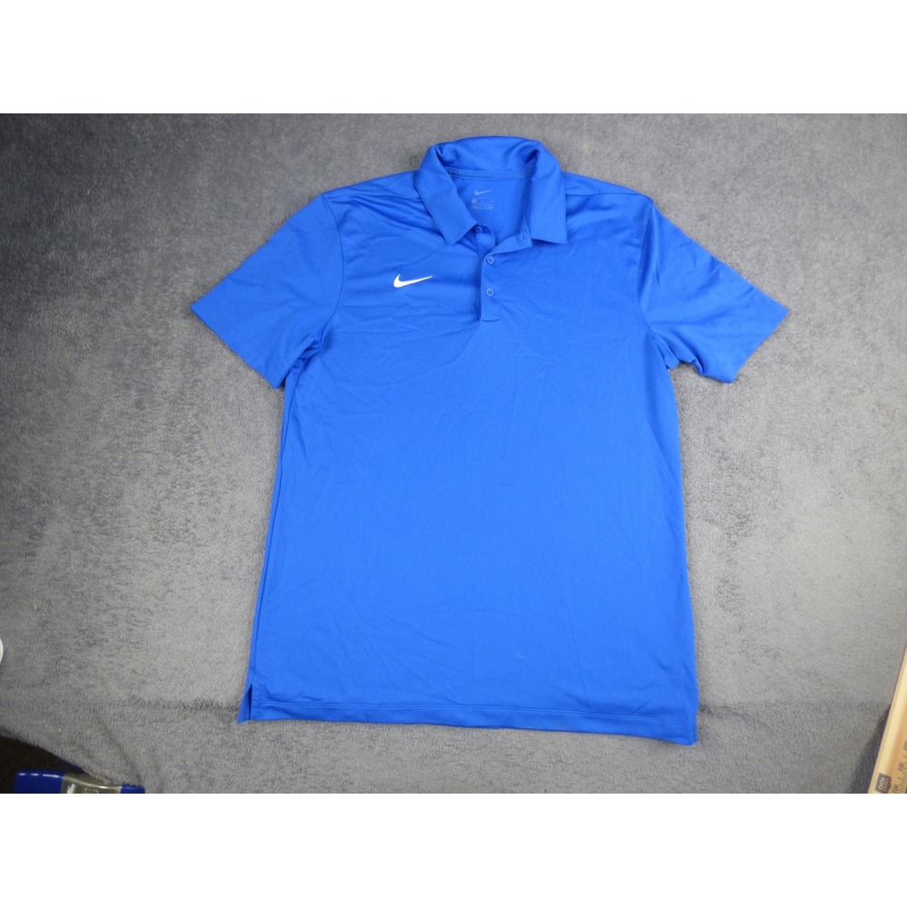 Nike Mens Polo Shirt Medium Blue Short Sleeve Swoosh Logo Athletic Golf Top